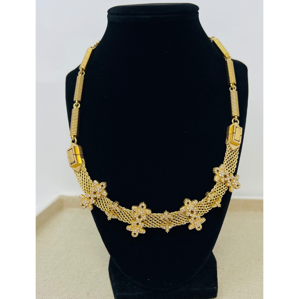 Cabi Bon Vivant Gold Tone Crystal Floral Convertible Necklace Bracelet